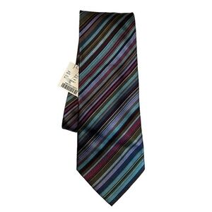 NWT J. Crew multicolored diagonal striped tie, deep tones purple khaki blue